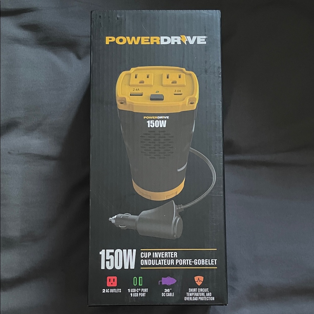 150W Cup Inverter - Black and Yellow